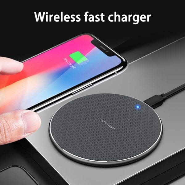 15W Fast Wireless Charger Pad — Aluminum Alloy Qi Charging for iPhone & Samsung