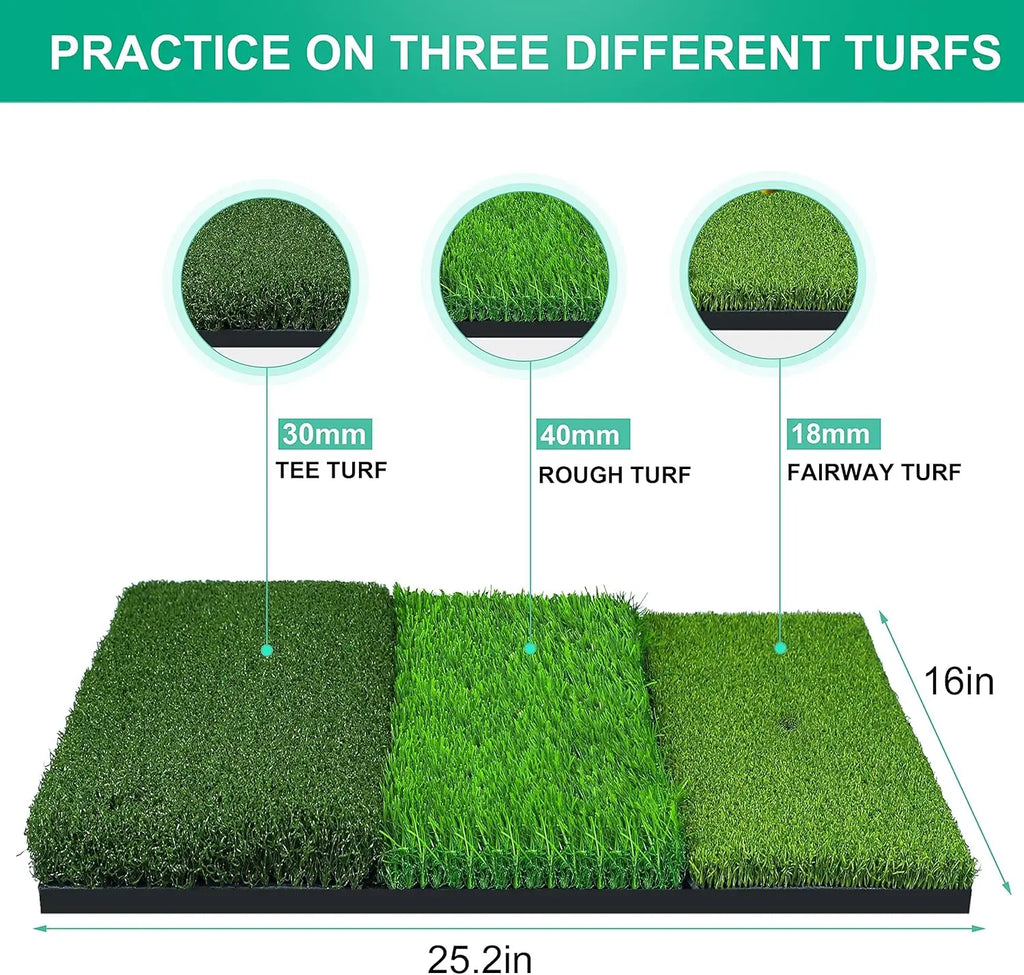 Golf Practice Hitting Mat — Thickened Non-Slip Swing Path Turf for Indoor & Outdoor