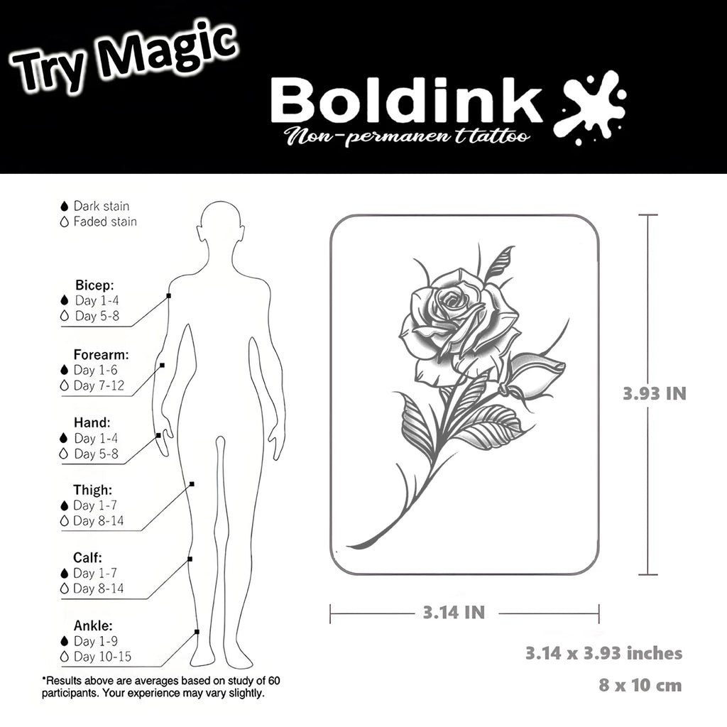 Boldink Rose Semi-Permanent Tattoo — Lasts Up to 15 Days