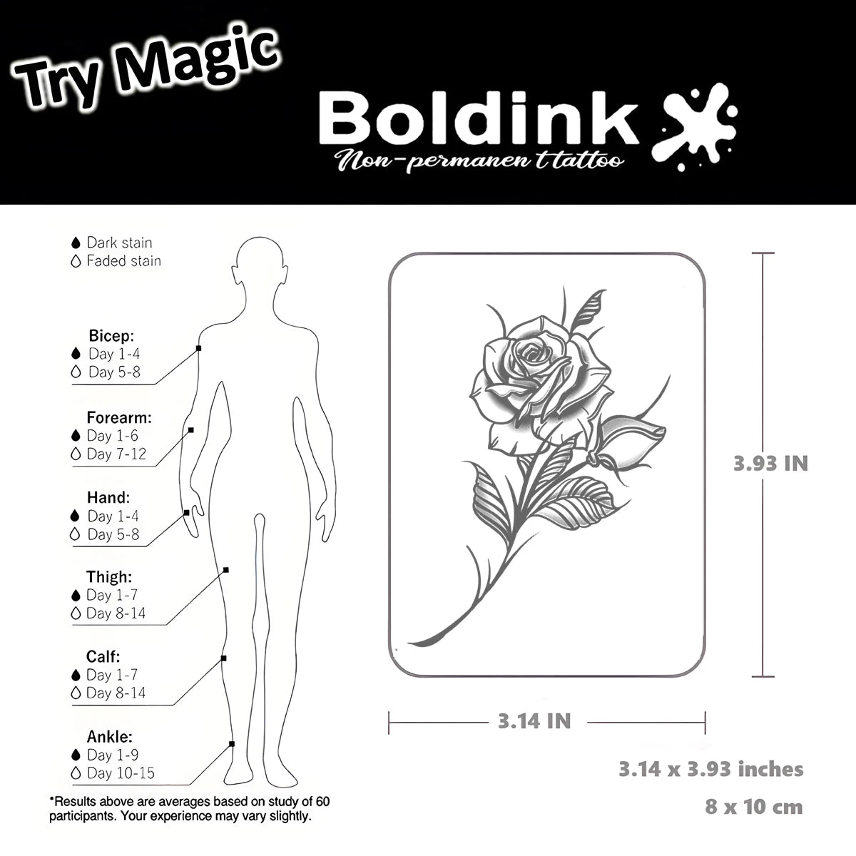 Boldink Rose Semi-Permanent Tattoo — Lasts Up to 15 Days