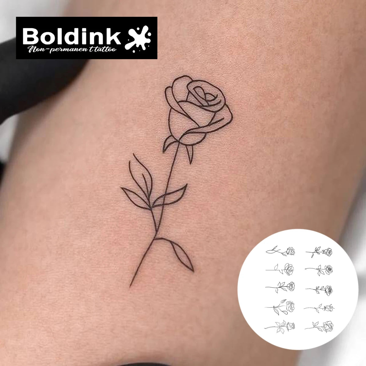 Boldink Rose Semi-Permanent Tattoo — Lasts Up to 15 Days