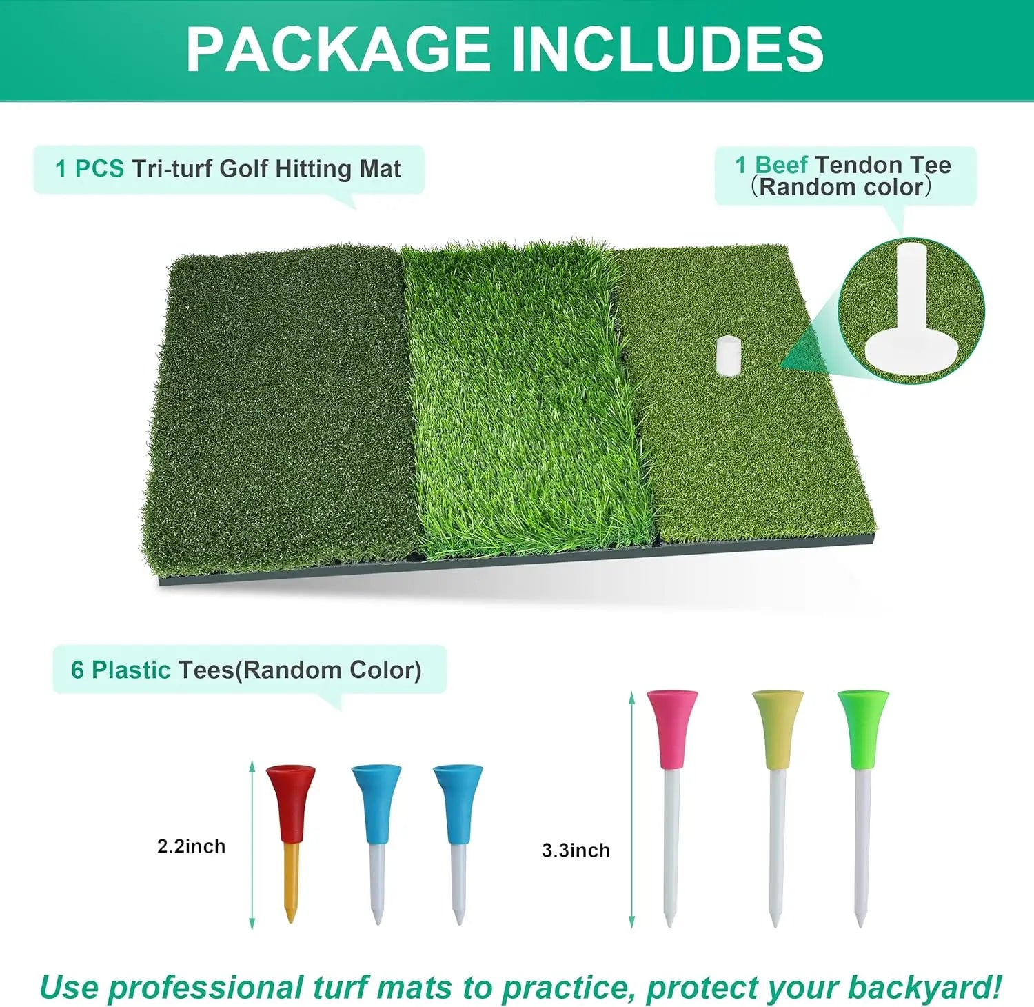 Golf Practice Hitting Mat — Thickened Non-Slip Swing Path Turf for Indoor & Outdoor