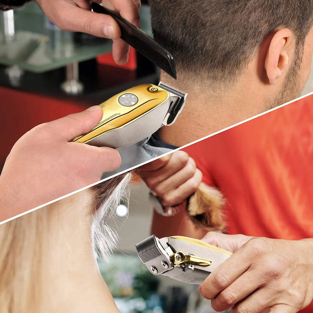 Kemei 1986 Professional Hair Clipper — LCD Display USB Cordless Electric Cutting Machine for Men