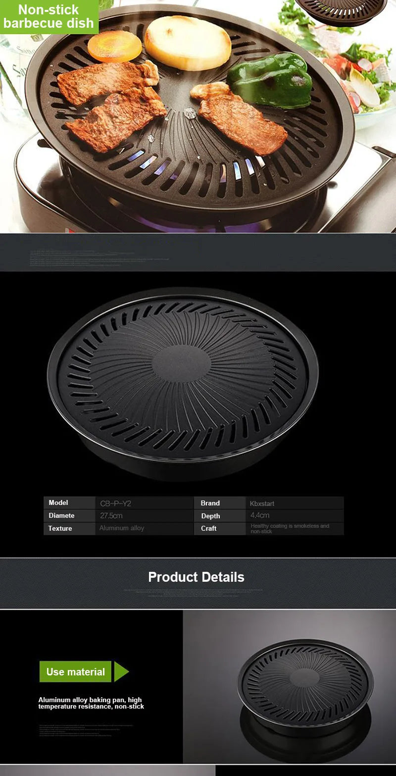 Korean BBQ Grill Pan — Non-Stick Gas & Electric Stove Barbecue Baking Tray Set