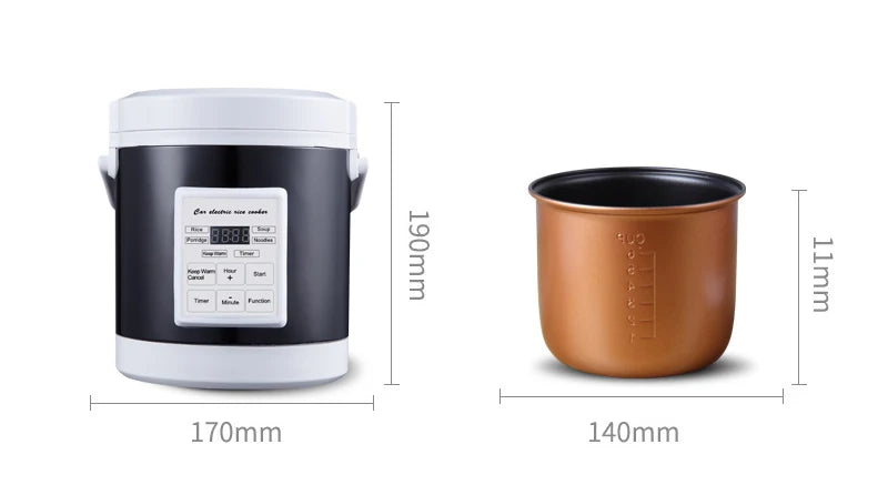 12V/24V Mini Car Rice Cooker 1.6L — Electric Soup, Porridge & Food Steamer for Trucks