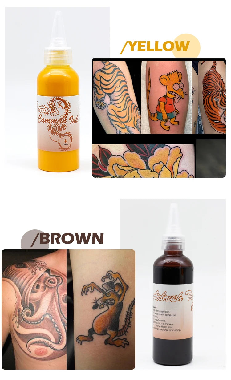 Airbrush Temporary Tattoo Inks — 5 x 100ml Non-Toxic Body Art Paint