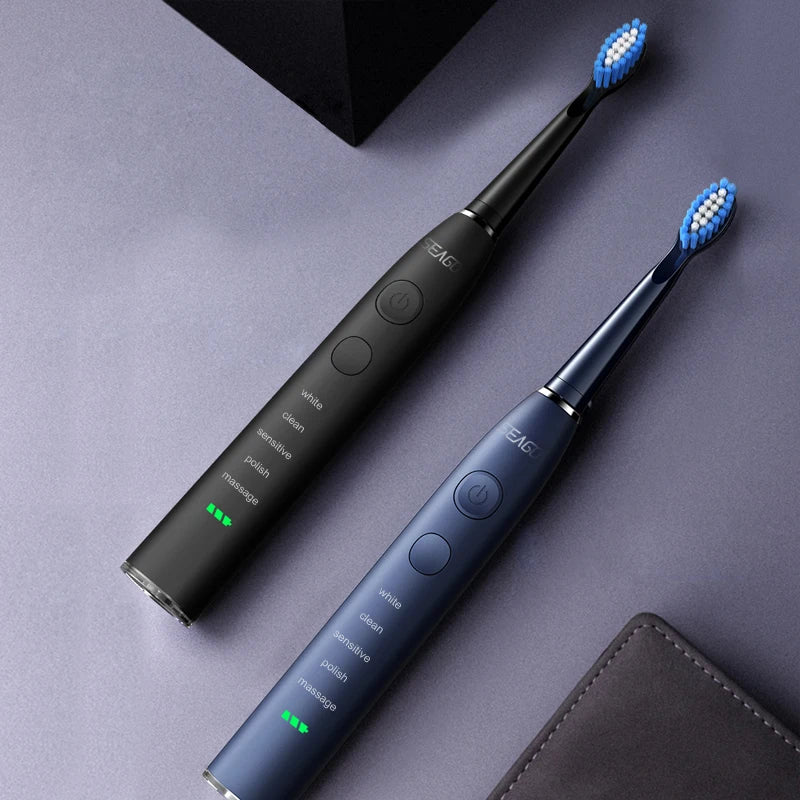 Seago SG-575 Electric Toothbrush — USB Rechargeable, 360-Day Battery, IPX7 with 4 Heads