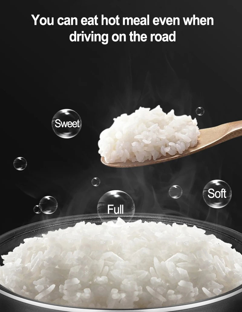 12V/24V Mini Car Rice Cooker 1.6L — Electric Soup, Porridge & Food Steamer for Trucks