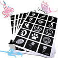 133pcs Airbrush Glitter Tattoo Stencil Set — Butterfly, Flower & Henna