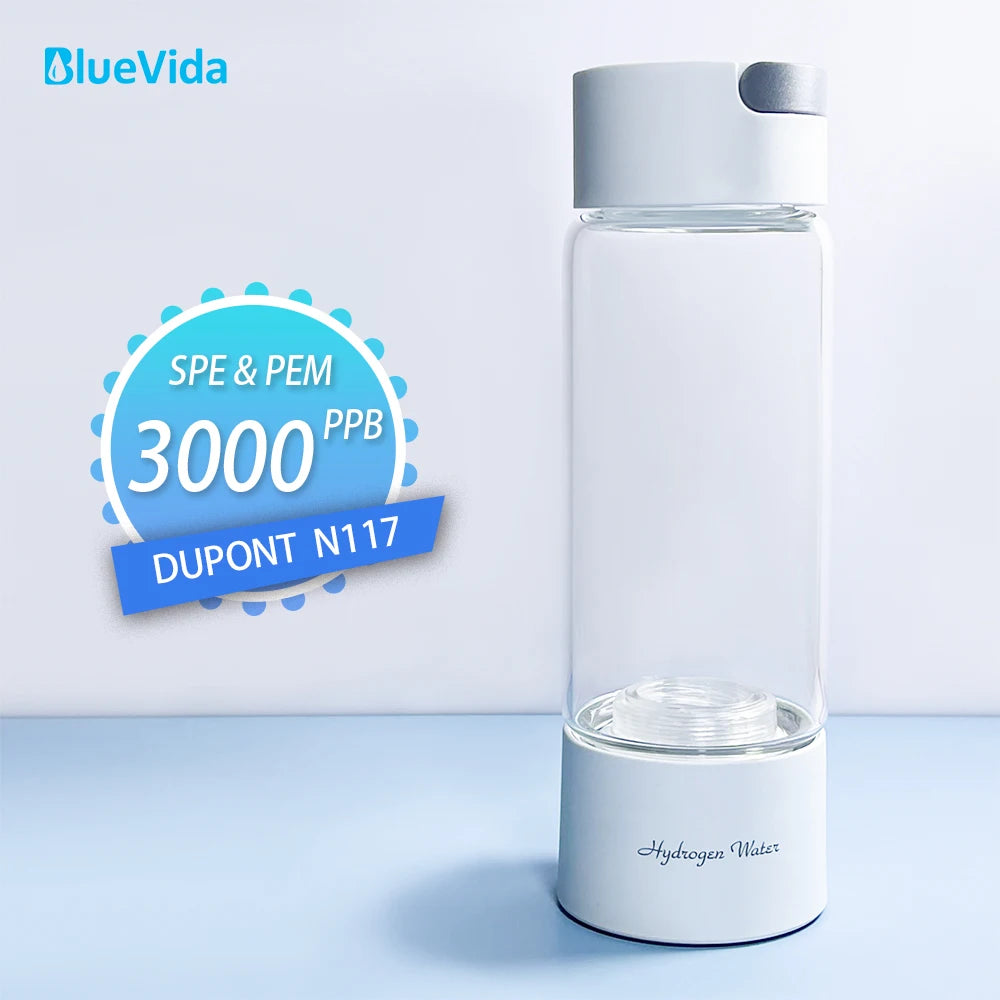 BlueVida High Hydrogen Water Generator 3000ppb — SPE/PEM with Breath Inhalation & Self-Cleaning