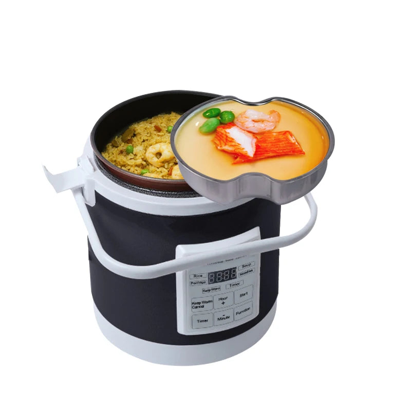 12V/24V Mini Car Rice Cooker 1.6L — Electric Soup, Porridge & Food Steamer for Trucks