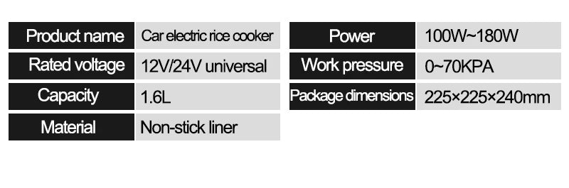 12V/24V Mini Car Rice Cooker 1.6L — Electric Soup, Porridge & Food Steamer for Trucks