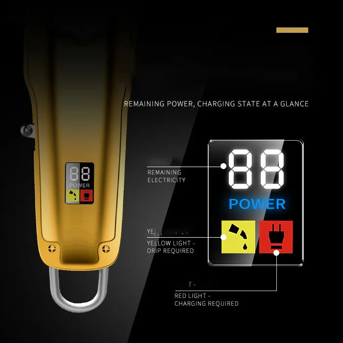 Kemei 1986 Professional Hair Clipper — LCD Display USB Cordless Electric Cutting Machine for Men