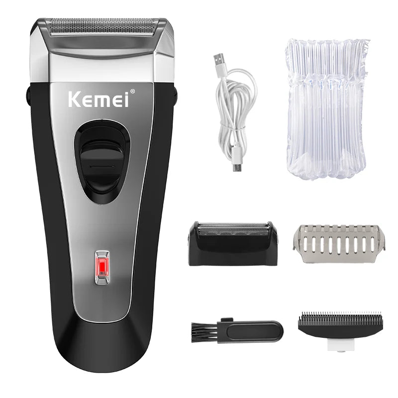 KEMEI KM-9038 Waterproof Reciprocating Cordless Razor USB Rechargeable Shaving Machine Barber Trimmer Electric Shaver for Men