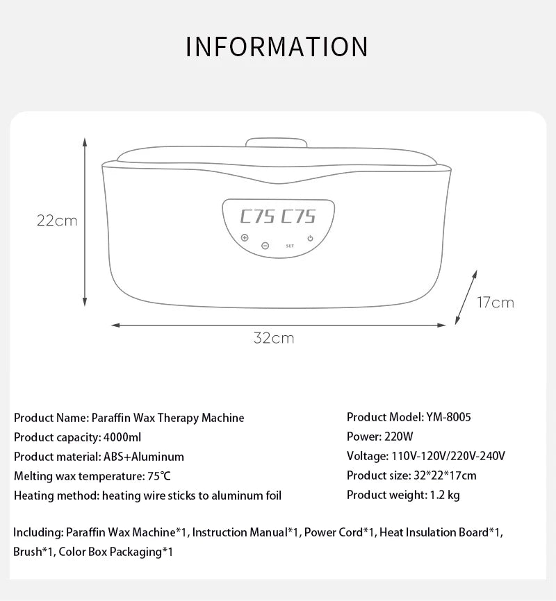 Paraffin Wax Machine 4000ml — Hand & Foot Moisturizing Wax Bath for Dry Skin