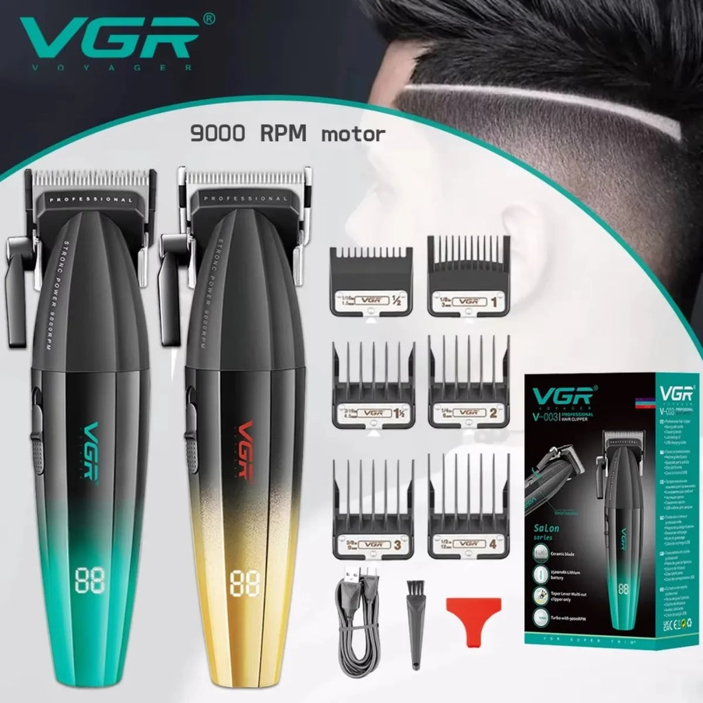 VGR Hair Trimmer Professional Clipper Barber Adjustable Hair Cut Machine 9000 RPM Clipper LED Display Hair Clippers Men V-003