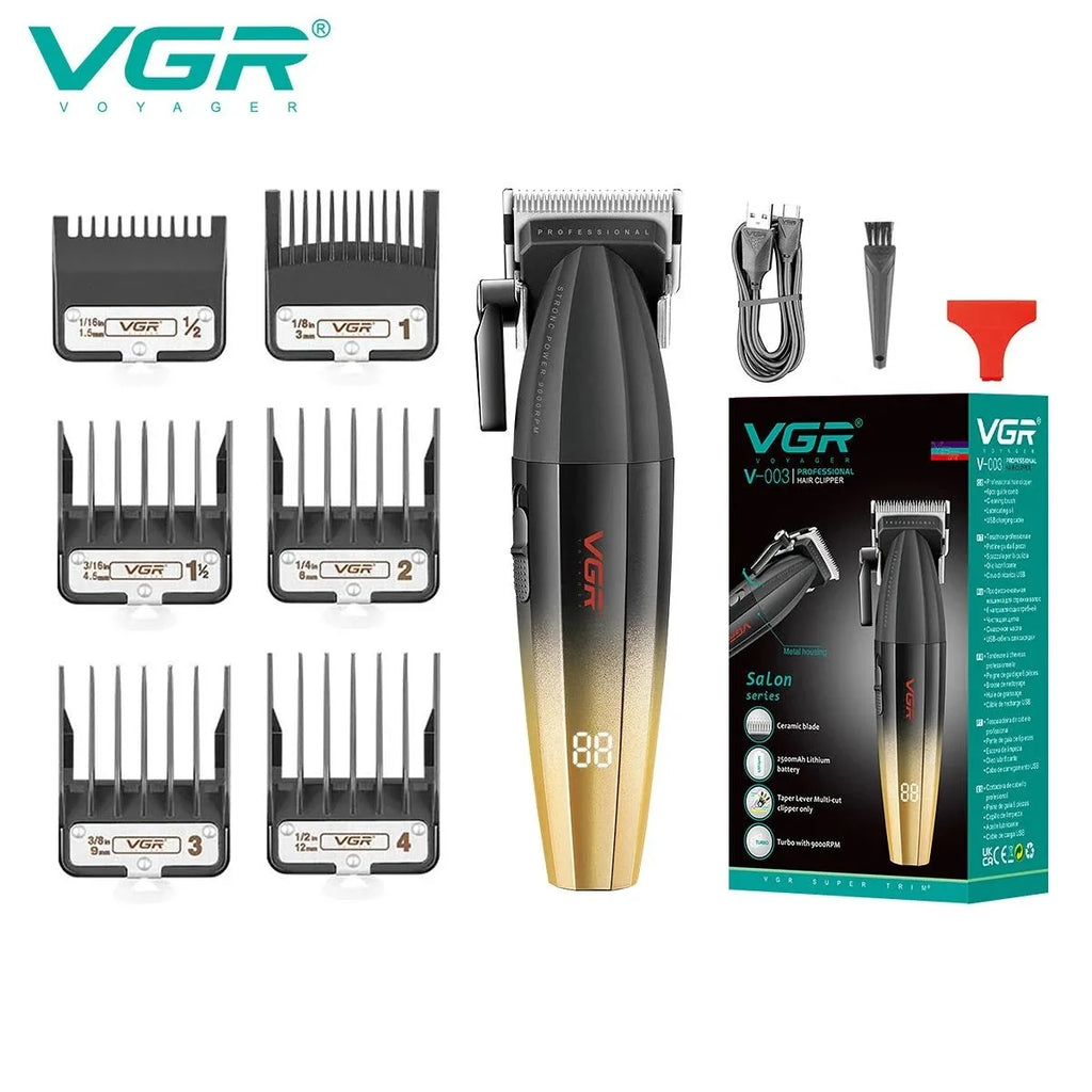 VGR Hair Trimmer Professional Clipper Barber Adjustable Hair Cut Machine 9000 RPM Clipper LED Display Hair Clippers Men V-003