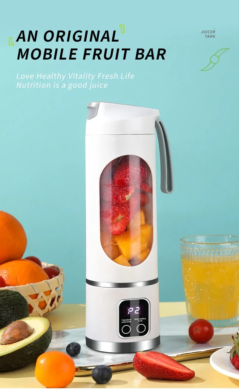 2025 Mini Electric Juicer 450ml — Powerful Motor, Digital Display, Crushed Ice