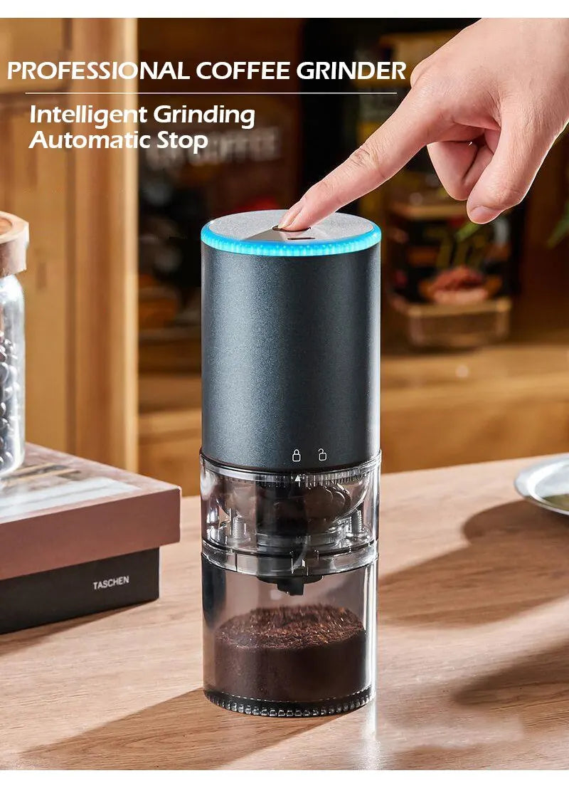 Electric Coffee Grinder with LED Display — Rechargeable Portable Automatic Pepper & Spice Mill