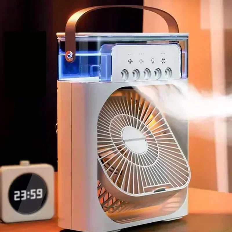 3-in-1 Mini Air Cooler Fan — Air Conditioner, Humidifier & LED Night Light
