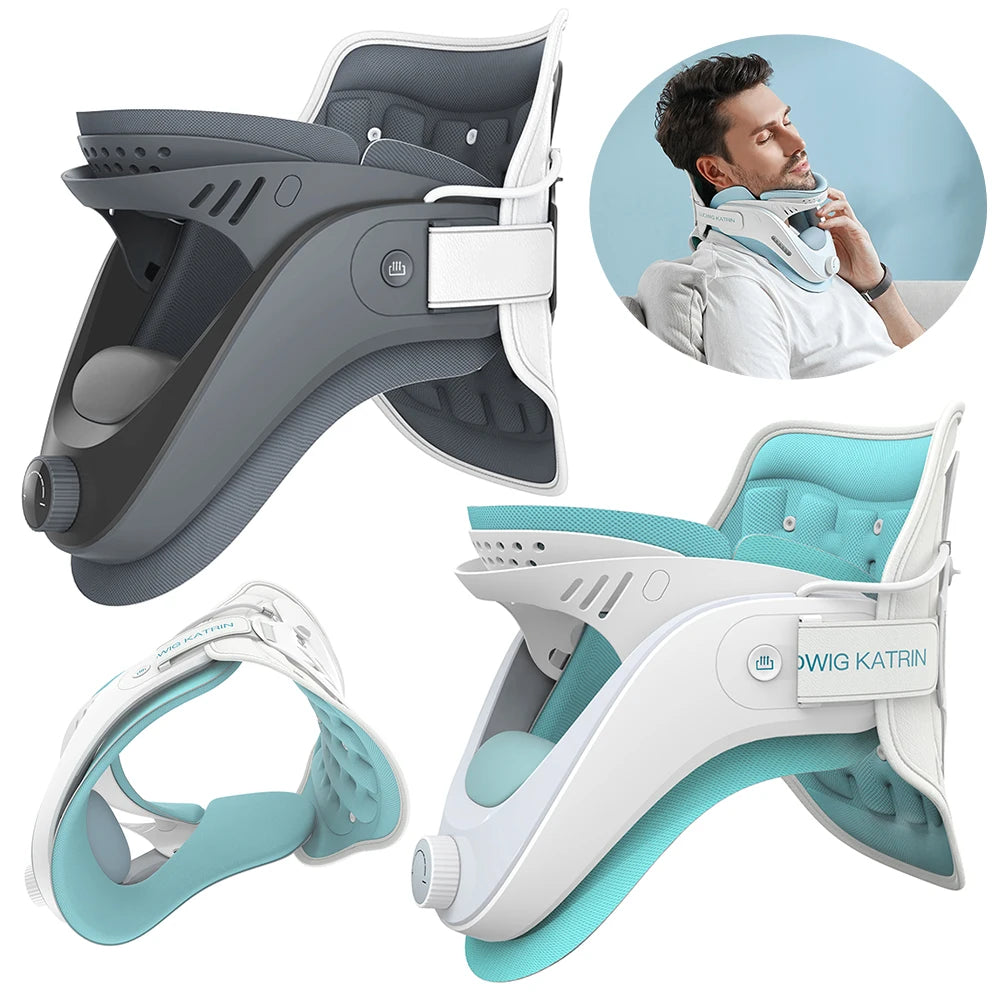 Cervical Neck Traction Device with Airbag Support Neck Brace Adjustable Ergonomic Neck Stretcher for Cervical Spine Alignment