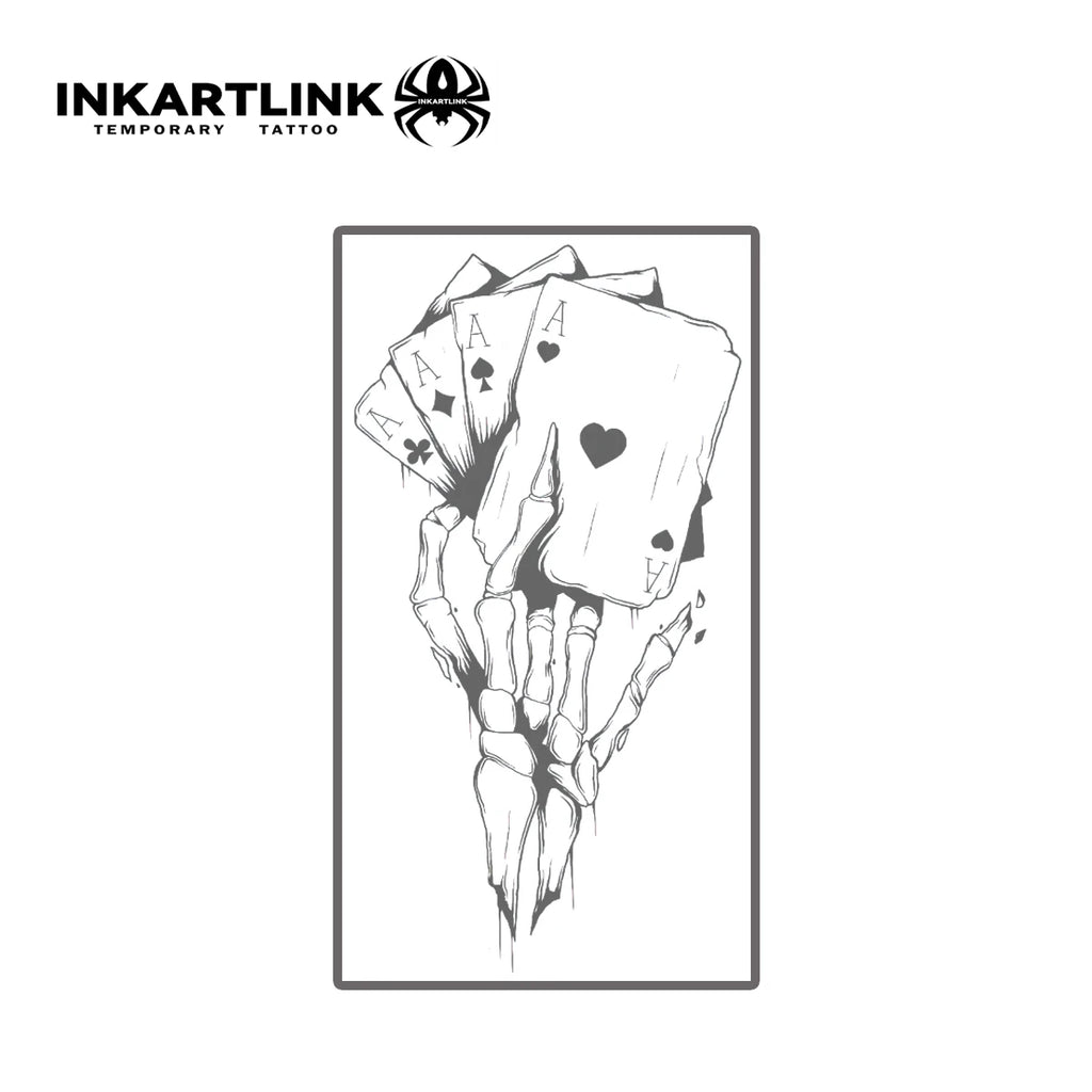 Skeleton Poker Semi-Permanent Tattoo — Lasts Up to 15 Days