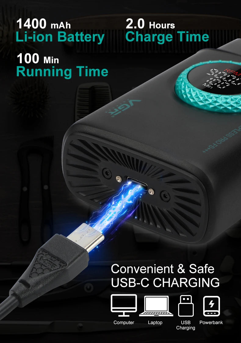 VGR V-378 Professional Foil Shaver — Rechargeable Cordless Electric Head Shaver for Men