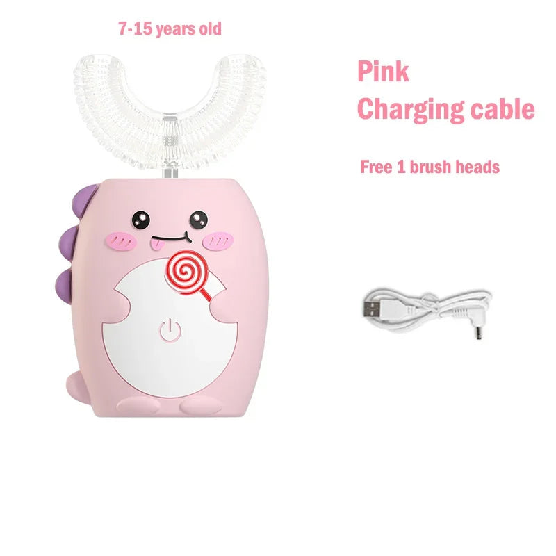 Kids Sonic Electric Toothbrush — U-Shaped Silicone 360° Smart Brush with Timer & Songs