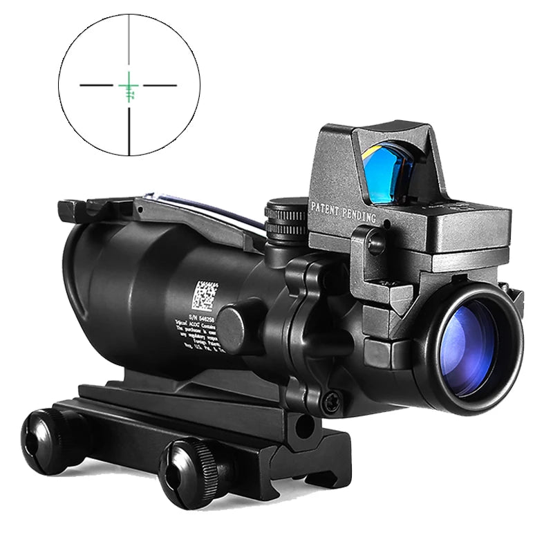 4x32 Tactical Scope with Red Dot — 1X/4X Adjustable 20mm Rail Hunting Scope