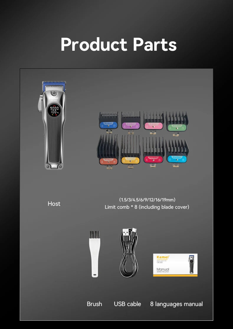 Kemei KM-1699 Powerful Hair Trimmer — Professional Electric Clipper for Men