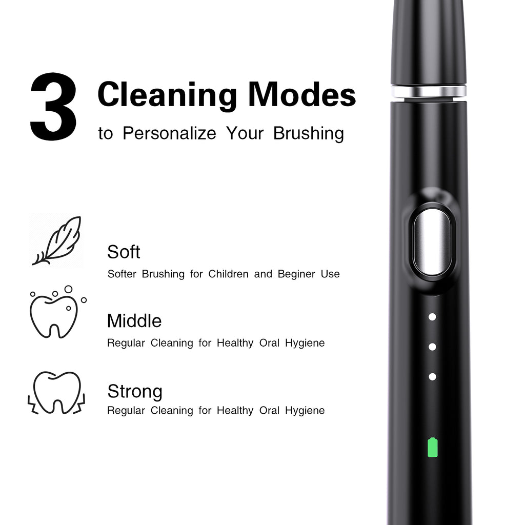 Powerful Ultrasonic Sonic Electric Toothbrush USB Rechargeable 3 Clean Modes IPX7 Waterproof Teeth Whitening with Travel Case
