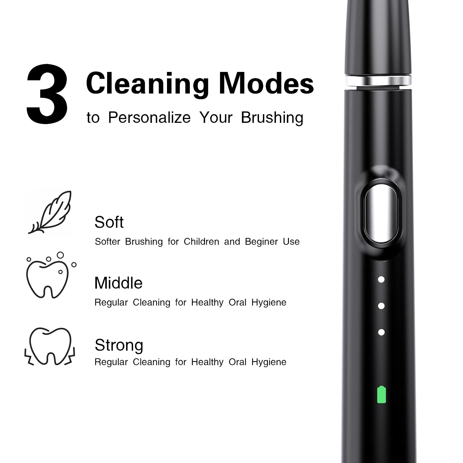 Powerful Ultrasonic Sonic Electric Toothbrush USB Rechargeable 3 Clean Modes IPX7 Waterproof Teeth Whitening with Travel Case