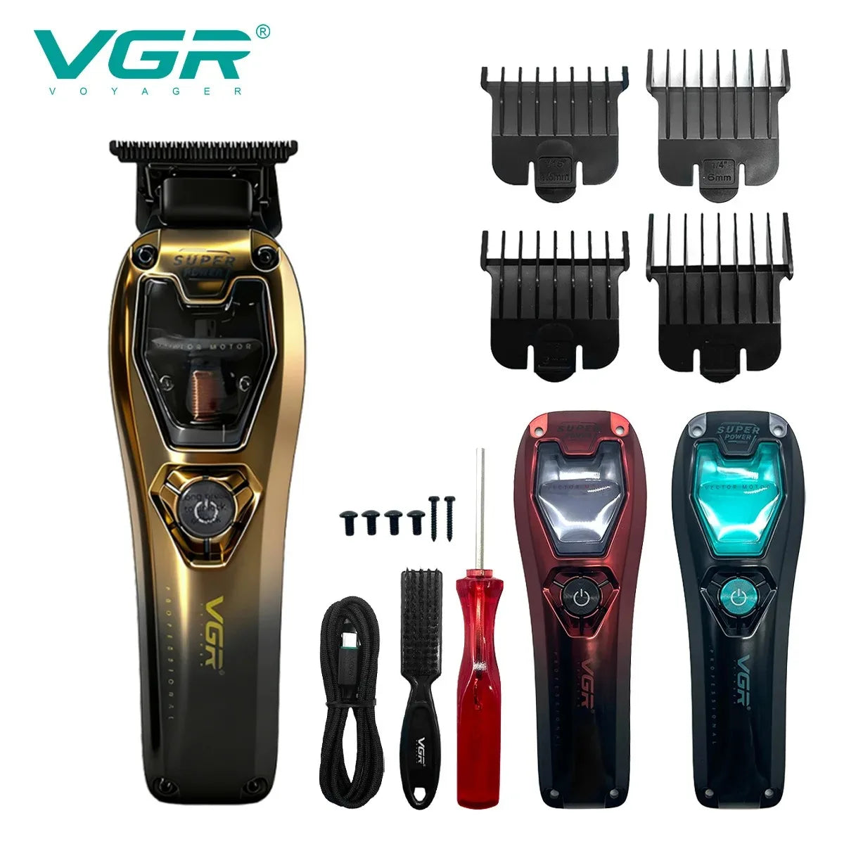 VGR V-668 Professional Barber Hair Trimmer — Cordless Electric Clipper for Men
