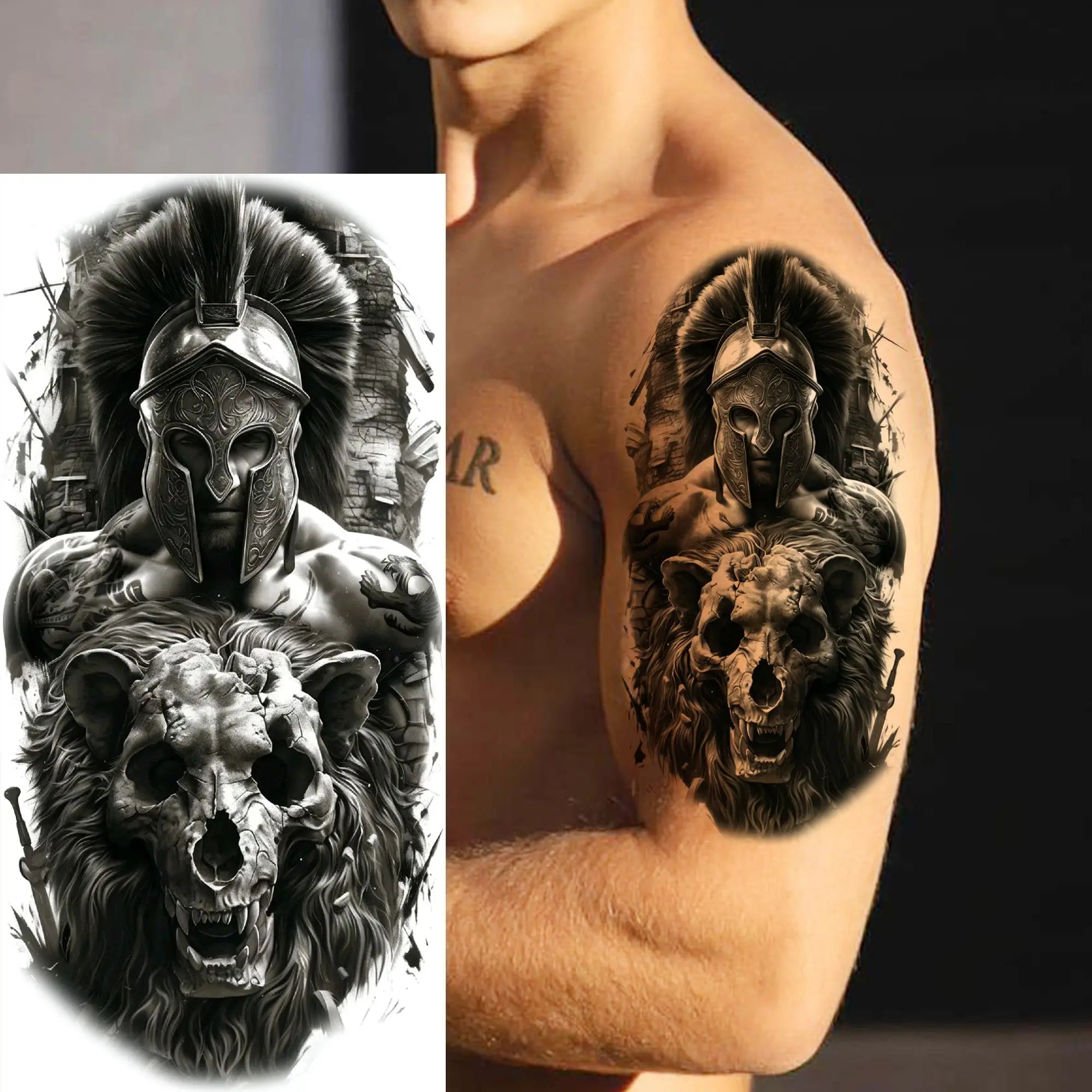 Spartan Warrior Temporary Tattoo — Realistic Waterproof Body Art