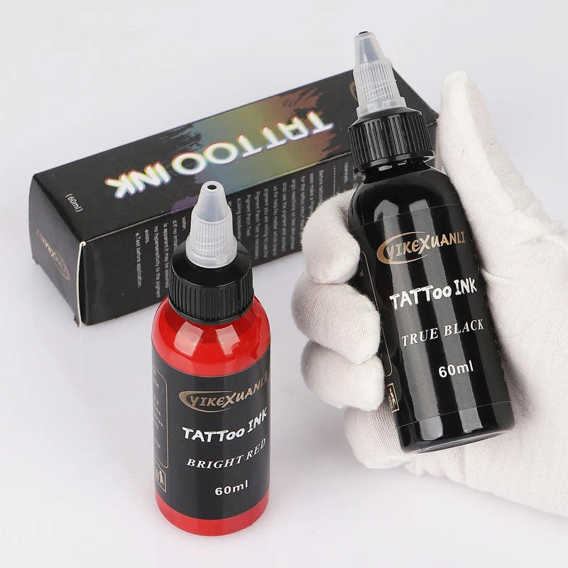 Professional Tattoo Ink Pigment 60ml — White, Black & Red Body Art Kit