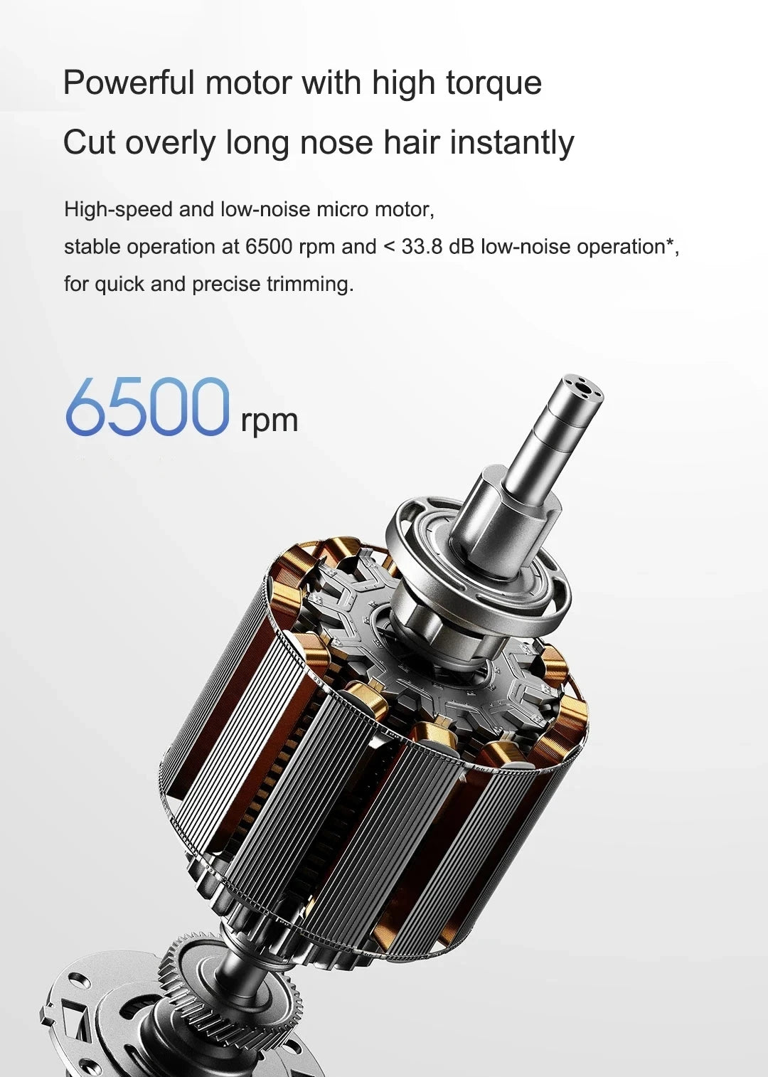 Xiaomi Mijia Electric Nose Hair Trimmer — Antibacterial Coating, Painless 6500RPM Ear & Nose Clipper