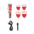 Kemei Rechargeable Hair Cutting Machine Barber Shop Fade Hair Clippers 10W Cordless Trimmer Transparent Cover Red Base KM-1761