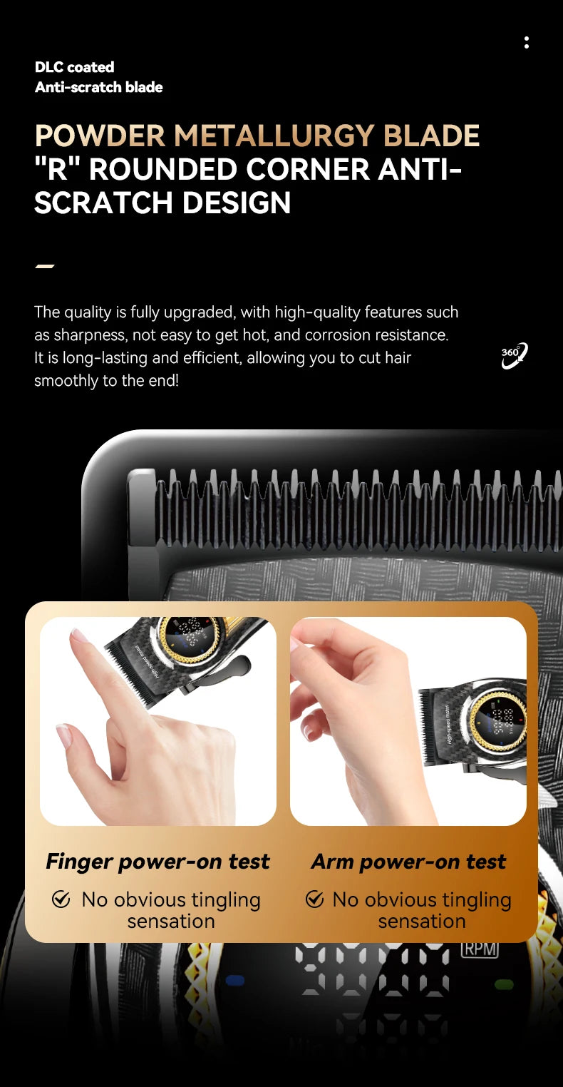 Kemei Professional Hair Clipper Kit — DLC Blade Rechargeable Cordless Barber Trimmer