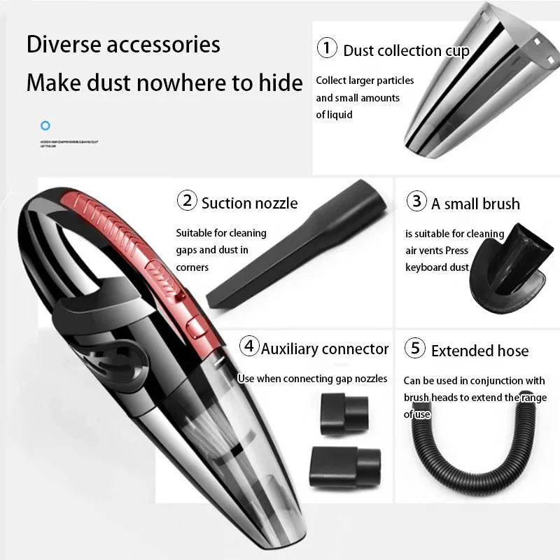 Handheld Wireless Car Vacuum Cleaner — High Power Rechargeable Interior Cleaner