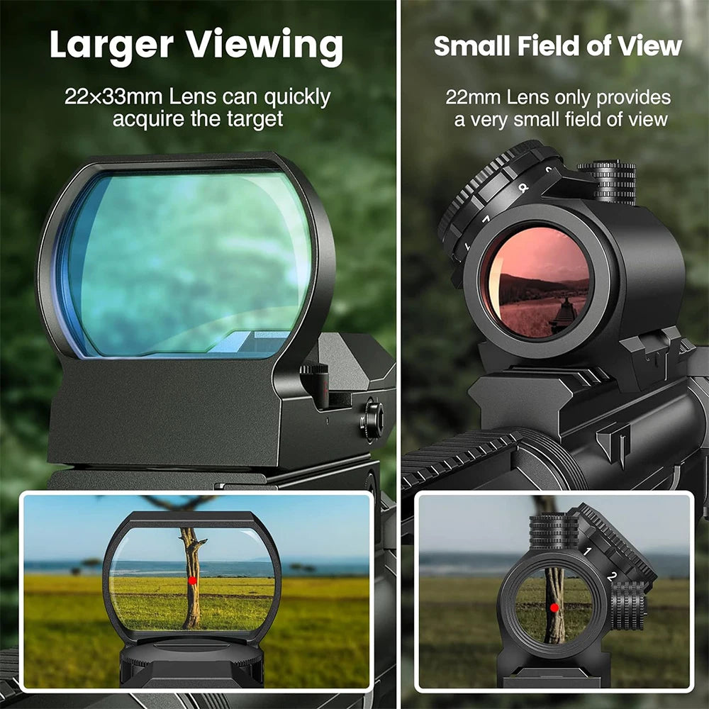 Tactical Red & Green Dot Sight — Reflex Optics Scope with 20mm Rail Mount