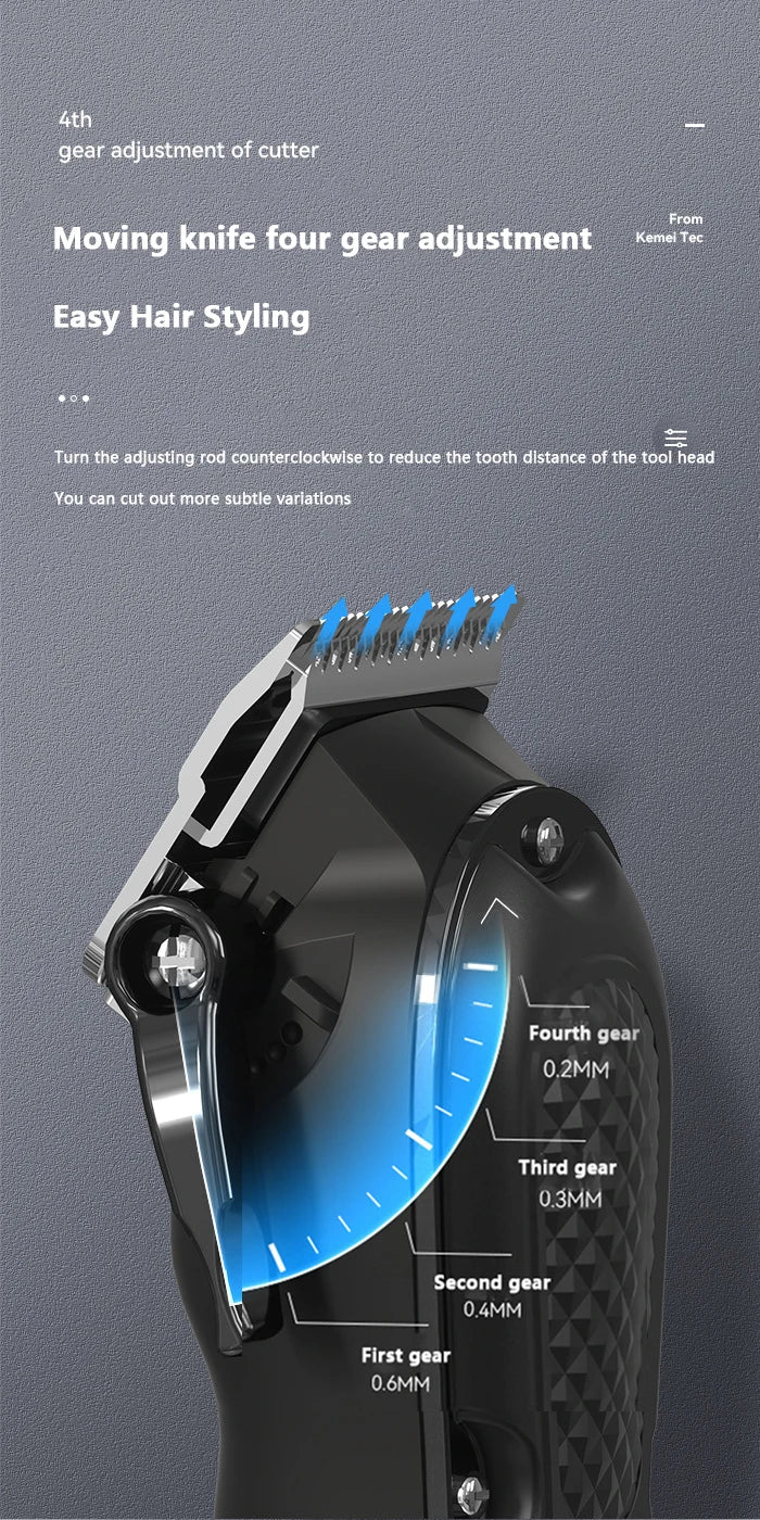 Kemei KM-1071 Cordless Hair Clipper — USB Rechargeable Powerful Beard Trimmer for Men