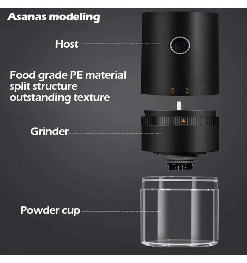 Electric Coffee Grinder with LED Display — Rechargeable Portable Automatic Pepper & Spice Mill