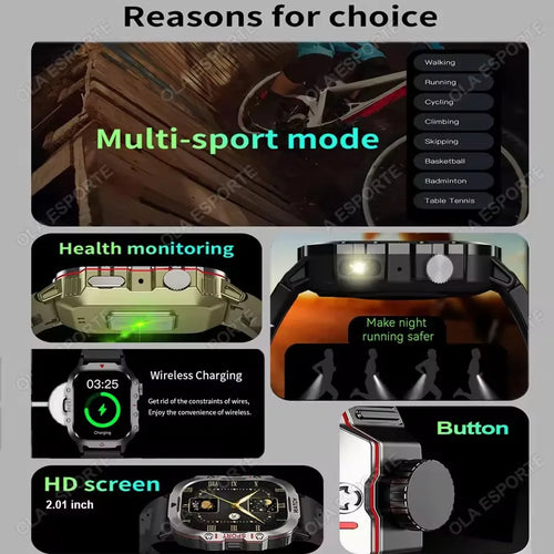 2026 Military Smartwatch — IP67 3ATM, GPS, Fitness Tracker & Bluetooth Calls for Men