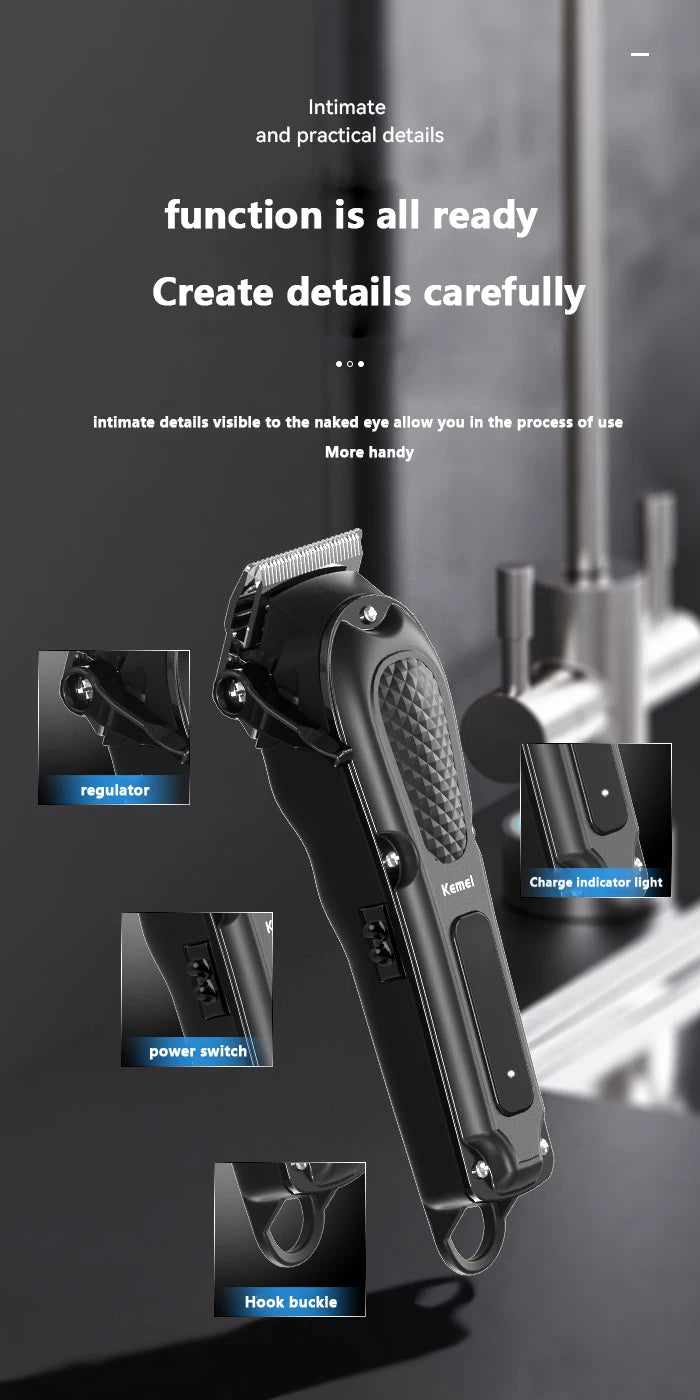 Kemei KM-1071 Cordless Hair Clipper — USB Rechargeable Powerful Beard Trimmer for Men