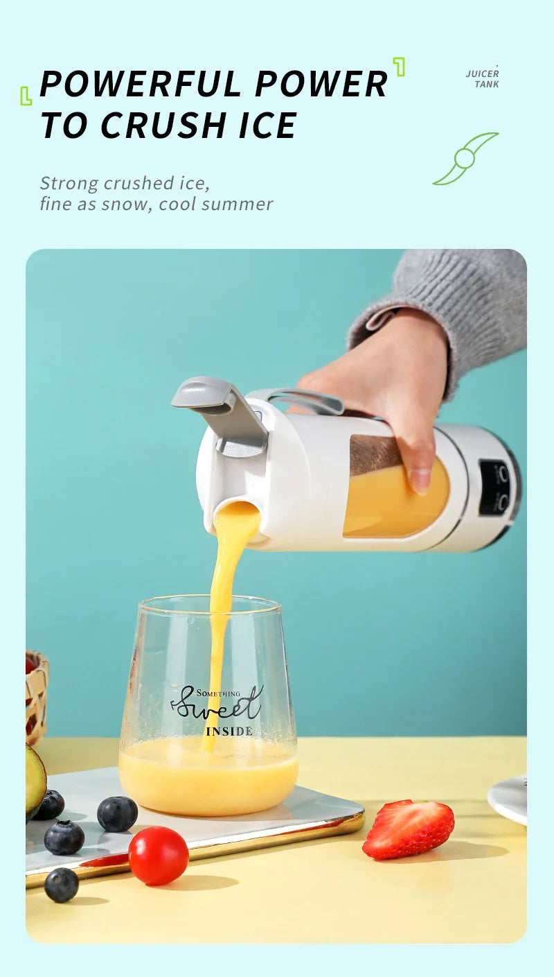 2025 Mini Electric Juicer 450ml — Powerful Motor, Digital Display, Crushed Ice