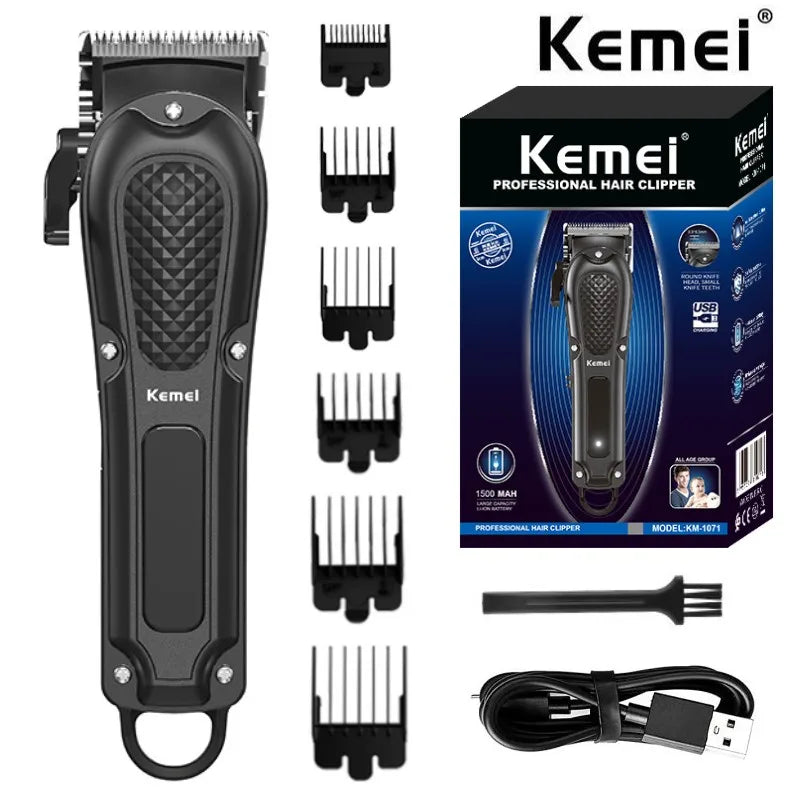 Kemei KM-1071 Cordless Hair Clipper — USB Rechargeable Powerful Beard Trimmer for Men