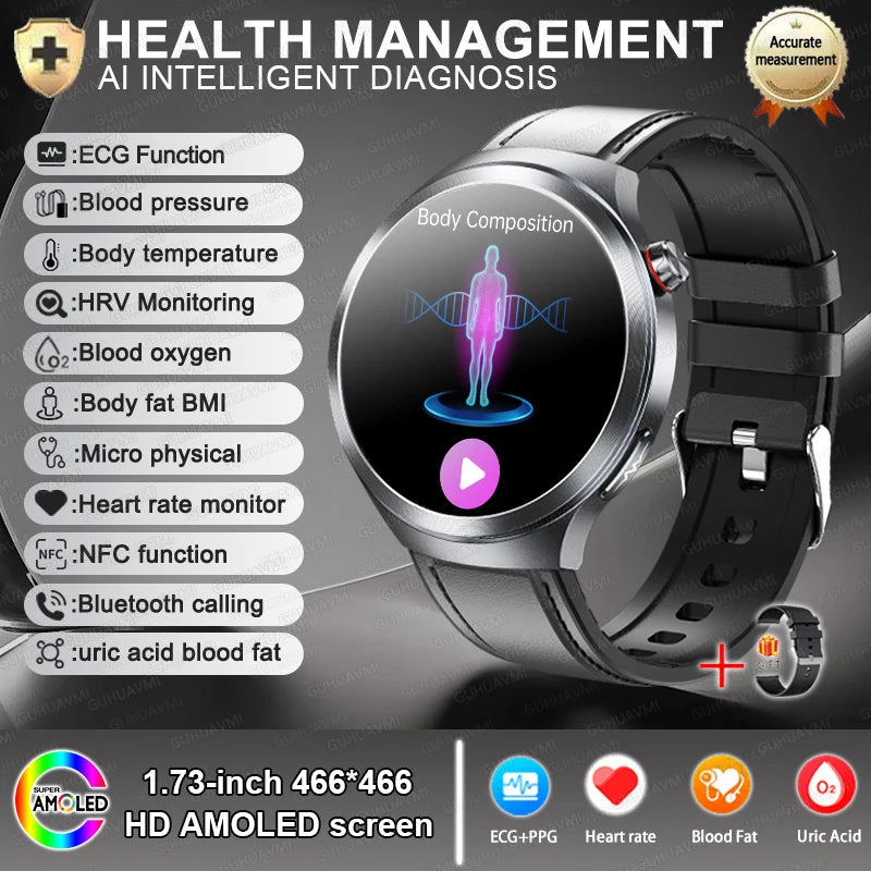 2026 ECG+PPG Health Smartwatch — NFC, 100+ Sports, HD Bluetooth Call for Men & Women