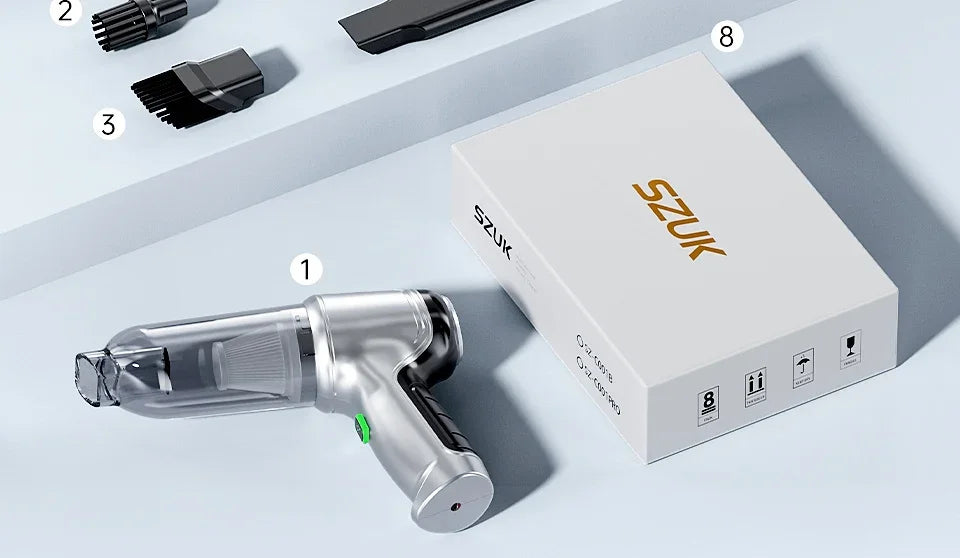 SZUK 2026 Car Vacuum Cleaner 15000Pa — Mini Handheld Wireless Strong Suction