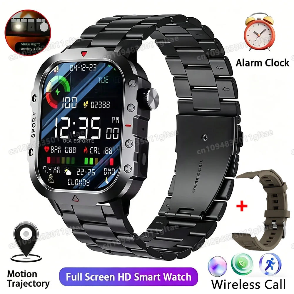 2026 Military Smartwatch — IP67 3ATM, GPS, Fitness Tracker & Bluetooth Calls for Men