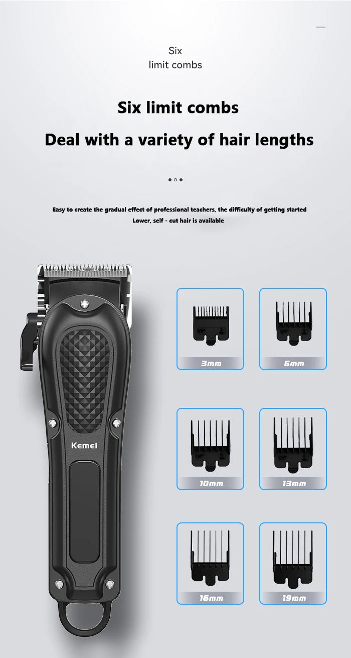 Kemei KM-1071 Cordless Hair Clipper — USB Rechargeable Powerful Beard Trimmer for Men